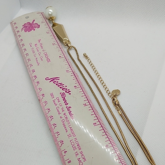 TALBOT'S Goldtone Bold Statement Pearl Pendant Snake Chain 28 " Necklace GUC - Picture 11 of 11